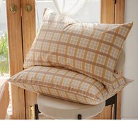 HKM-975251 Retro Style Cotton Plaid Four-Piece Bedding Set for 1.8m Bed