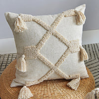 HKM-975315 Indian Wind Loop Velvet Hand-Tufted Pillowcase - Cotton and Polyester, Multiple Sizes Available