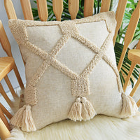 HKM-975315 Indian Wind Loop Velvet Hand-Tufted Pillowcase - Cotton and Polyester, Multiple Sizes Available