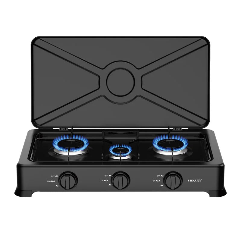 KTX-975443 Stainless Steel Outdoor Gas Stove with Three Burners for Household Cooking