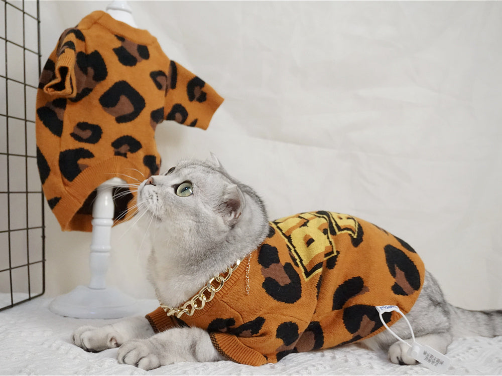 HKM-975507 Cozy Knitted Wool Sweater for Cats and Dogs - Autumn and Winter Apparel in Brown