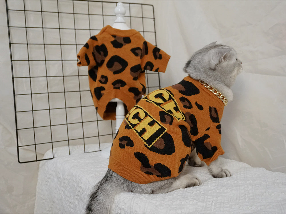 HKM-975507 Cozy Knitted Wool Sweater for Cats and Dogs - Autumn and Winter Apparel in Brown