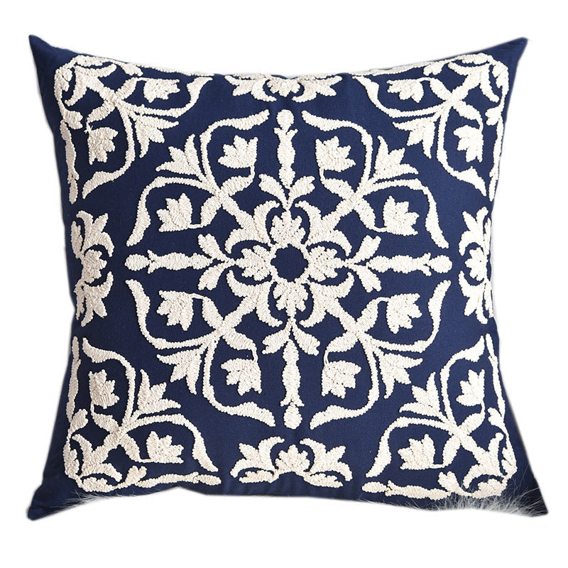 HKM-975635 American Country Style Hair Cushion Pillow Cover - Floral Design, 50x50cm, Cotton with PP Filling, Ideal for Living Room and Bedroom