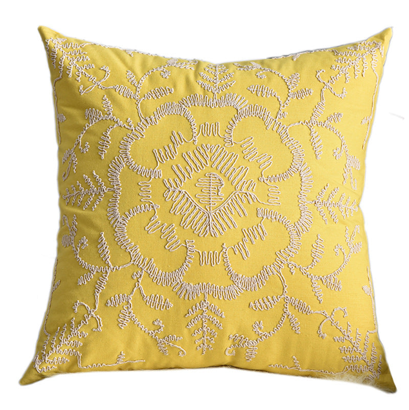 HKM-975635 American Country Style Hair Cushion Pillow Cover - Floral Design, 50x50cm, Cotton with PP Filling, Ideal for Living Room and Bedroom