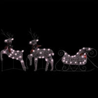 HKM-975699 Outdoor Gold LED Reindeer & Sleigh Christmas Decoration with 60 Lights – Weather-Resistant Garden or Indoor Holiday Decor