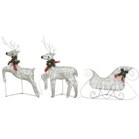 HKM-975699 Outdoor Gold LED Reindeer & Sleigh Christmas Decoration with 60 Lights – Weather-Resistant Garden or Indoor Holiday Decor