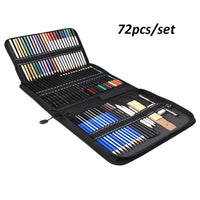 HKM-975763 72-Piece Sketch Drawing and Painting Set with Charcoal, Colored Pencils, Brushes, and Accessories