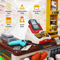 HKM-975763 Mini Trolley Shopping Basket and Cashier Machine Toy Set for Kids Age 2 to 13 Years