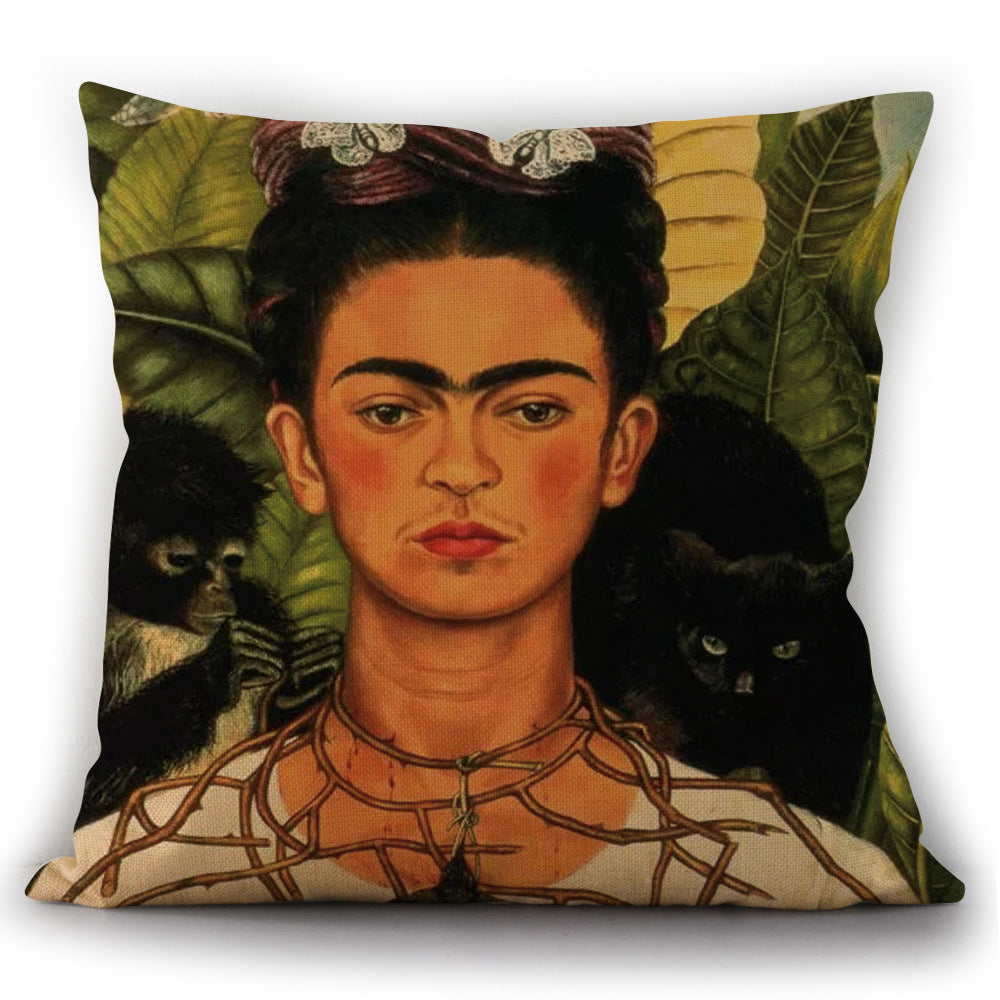 KTX-975763 Self-Portrait Style Linen Cushion Pillowcase - Modern 45x45cm Decorative Cover