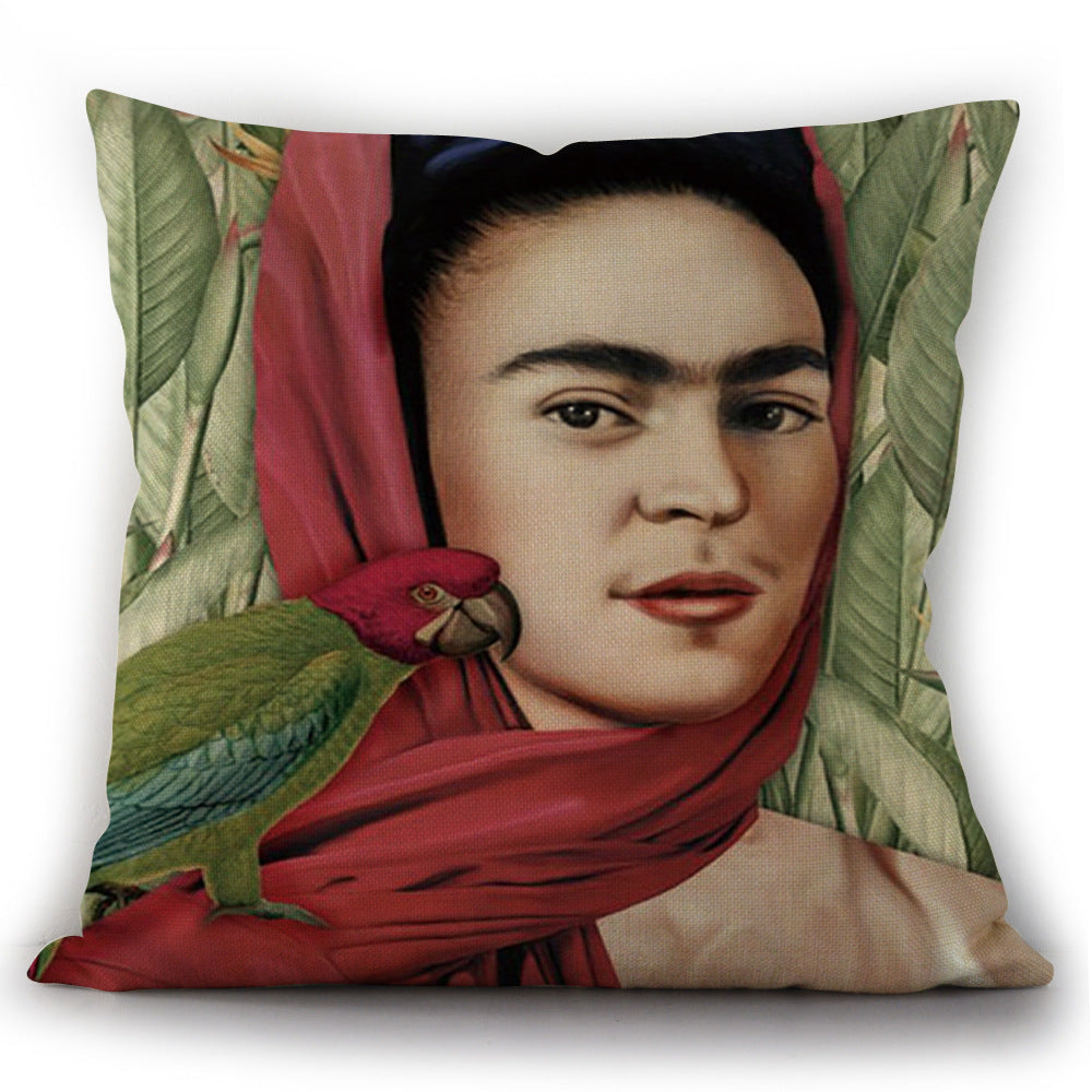 KTX-975763 Self-Portrait Style Linen Cushion Pillowcase - Modern 45x45cm Decorative Cover