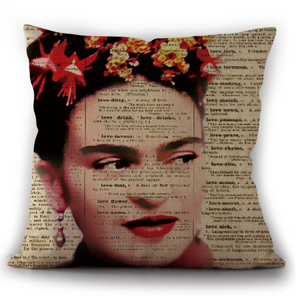 KTX-975763 Self-Portrait Style Linen Cushion Pillowcase - Modern 45x45cm Decorative Cover