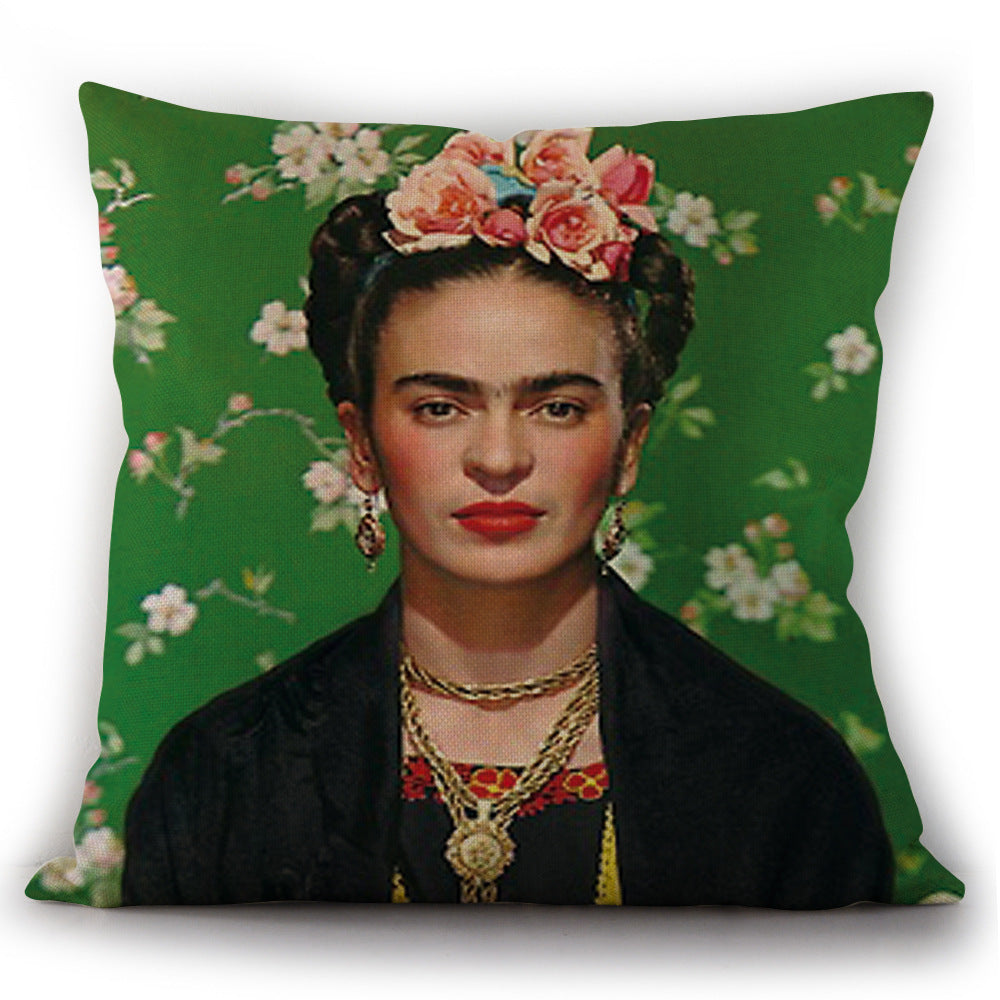 KTX-975763 Self-Portrait Style Linen Cushion Pillowcase - Modern 45x45cm Decorative Cover