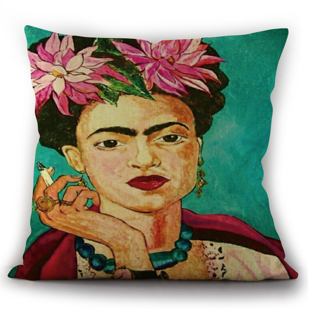 KTX-975763 Self-Portrait Style Linen Cushion Pillowcase - Modern 45x45cm Decorative Cover