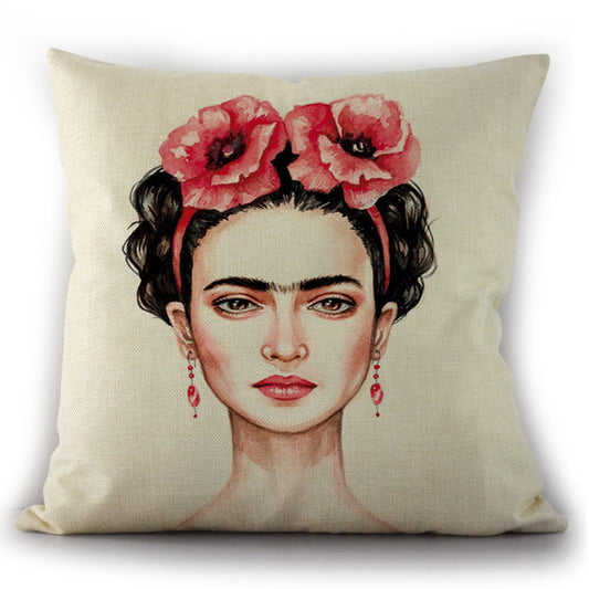 KTX-975763 Self-Portrait Style Linen Cushion Pillowcase - Modern 45x45cm Decorative Cover