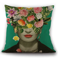 HKM-975763 Self-Portrait Style Linen Cushion Pillowcase - Modern 45x45cm Decorative Cover