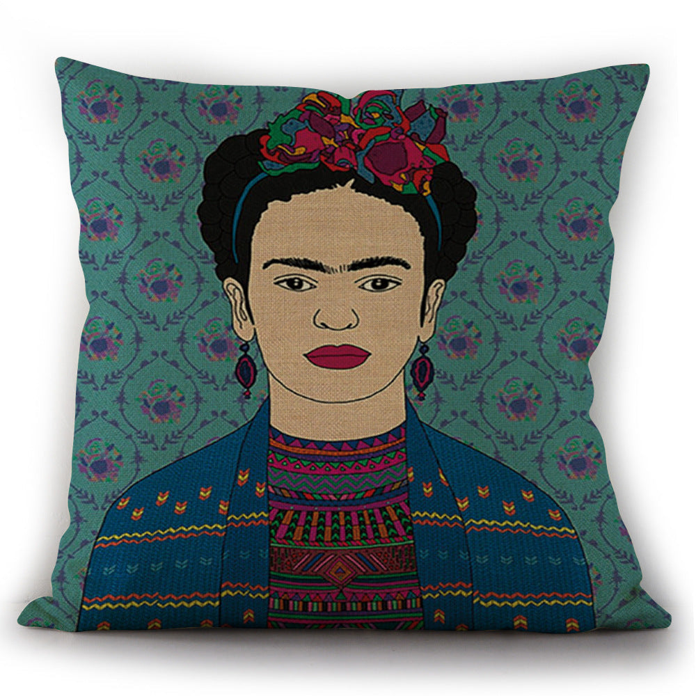 KTX-975763 Self-Portrait Style Linen Cushion Pillowcase - Modern 45x45cm Decorative Cover