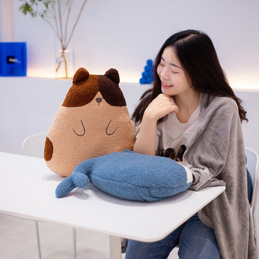 HKM-975891 Cozy Plush Whale and Fox Pillow with Blanket Set, Modern Design