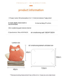HKM-975891 Cozy Plush Whale and Fox Pillow with Blanket Set, Modern Design