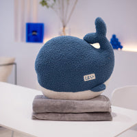HKM-975891 Cozy Plush Whale and Fox Pillow with Blanket Set, Modern Design