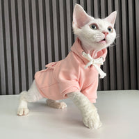 HKM-975891 Pure Cotton Hooded Sweater for Cats – Warm and Cozy in Haze Blue, Pink, and Beige