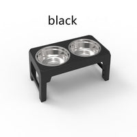 HKM-975955 Adjustable Elevated Dog Bowl with Integrated Slow Feeding Basin in Black and Dark Gray