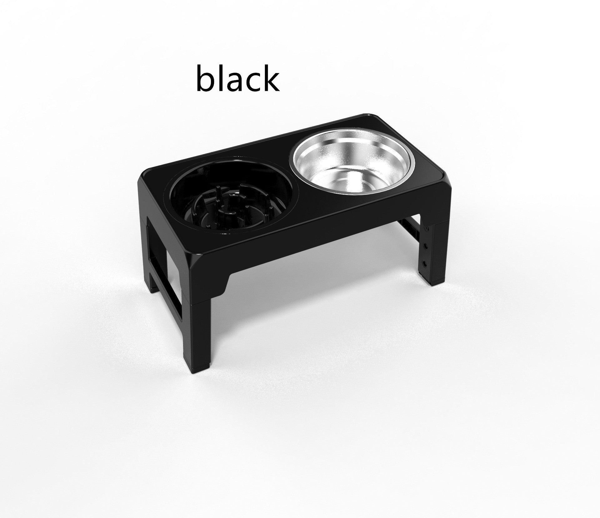 HKM-975955 Adjustable Elevated Dog Bowl with Integrated Slow Feeding Basin in Black and Dark Gray