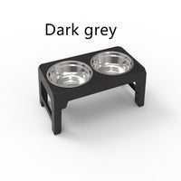 HKM-975955 Adjustable Elevated Dog Bowl with Integrated Slow Feeding Basin in Black and Dark Gray
