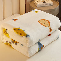HKM-976083 Cozy Coral Flannel Milk Velvet Blanket in Various Sizes and Stylish Patterns