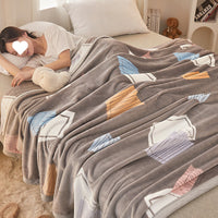 HKM-976083 Cozy Coral Flannel Milk Velvet Blanket in Various Sizes and Stylish Patterns