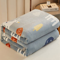 HKM-976083 Cozy Coral Flannel Milk Velvet Blanket in Various Sizes and Stylish Patterns