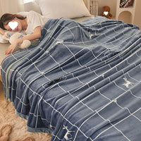 HKM-976083 Cozy Coral Flannel Milk Velvet Blanket in Various Sizes and Stylish Patterns
