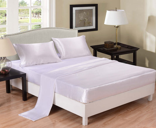 HKM-976083 Silk Satin Bedding Set for TWIN, FULL, QUEEN, KING Sizes - Soft & Comfortable Home Textiles