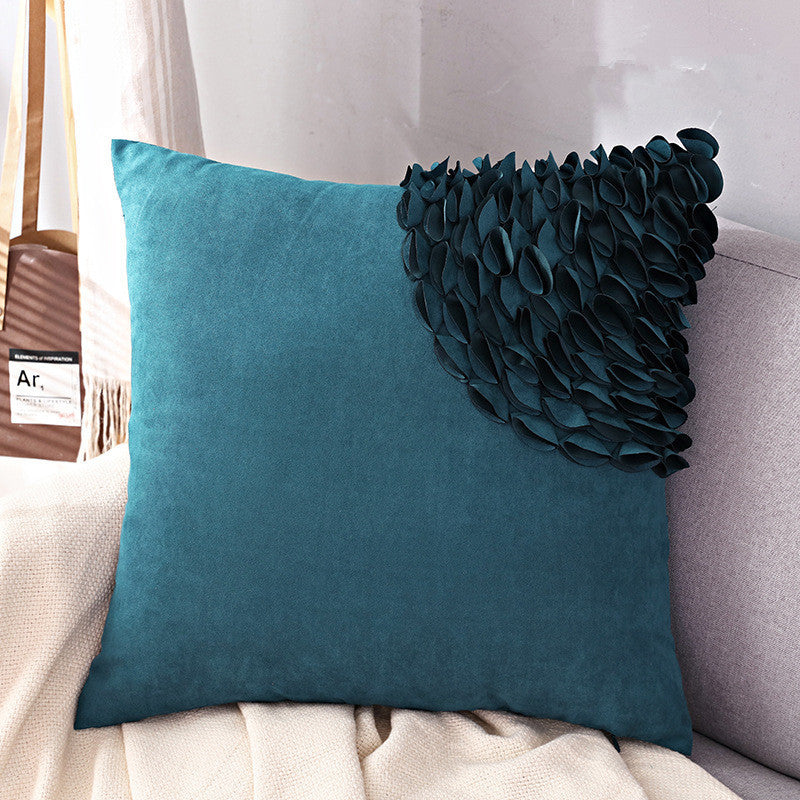 HKM-976211 Three-Dimensional Suede Plush Pillowcase 45x45CM – Available in Shrimp Powder, Brick Red, Mint Green, Ink Blue, Yellow