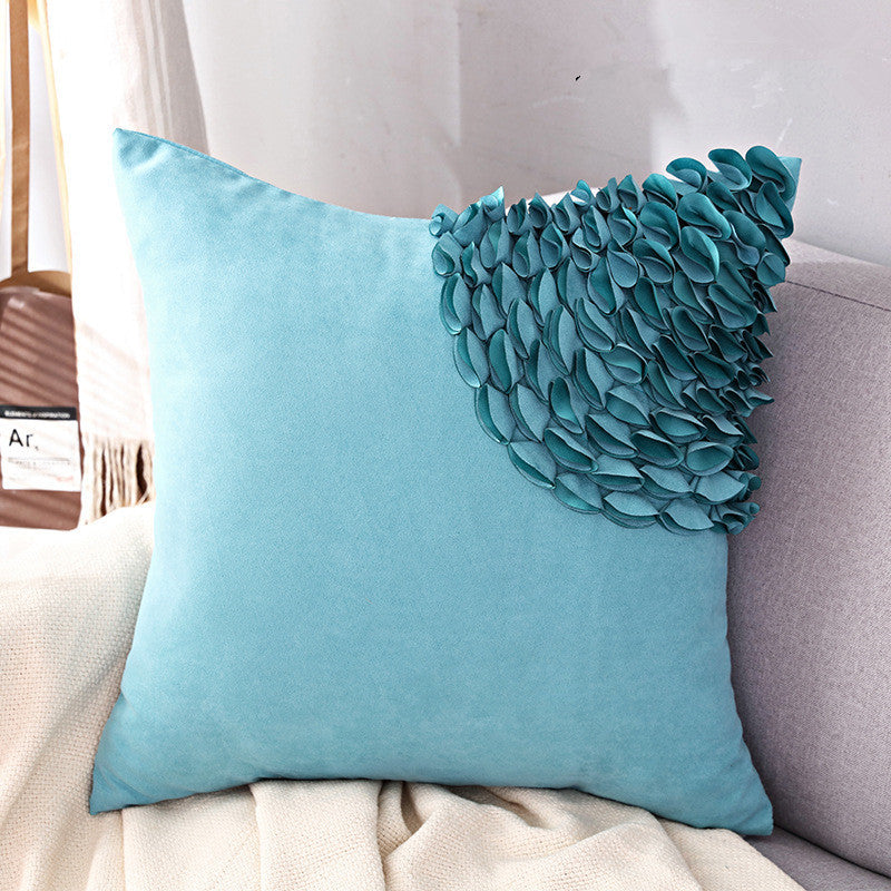 HKM-976211 Three-Dimensional Suede Plush Pillowcase 45x45CM – Available in Shrimp Powder, Brick Red, Mint Green, Ink Blue, Yellow