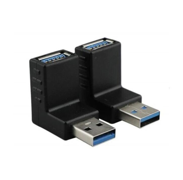 HKM-976275 90-Degree L-Shaped USB 3.0 Male to Female Adapter for Data Transfer and Charging