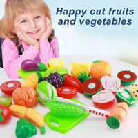 HKM-976339 Kids Plastic Fruit and Vegetable Cutting Playset - Simulation Cooking Toy for Ages 3+