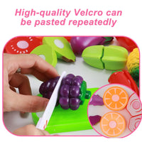 HKM-976339 Kids Plastic Fruit and Vegetable Cutting Playset - Simulation Cooking Toy for Ages 3+