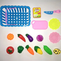 HKM-976339 Kids Plastic Fruit and Vegetable Cutting Playset - Simulation Cooking Toy for Ages 3+