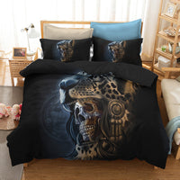HKM-976403 Watercolor Flower Skull Duvet Cover Bedding Set in Various Sizes