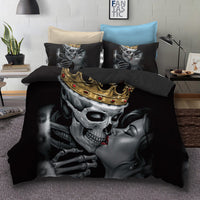 HKM-976403 Watercolor Flower Skull Duvet Cover Bedding Set in Various Sizes