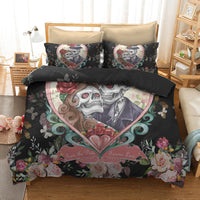 HKM-976403 Watercolor Flower Skull Duvet Cover Bedding Set in Various Sizes