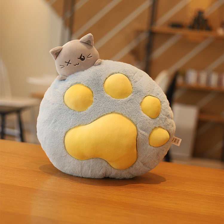 HKM-976659 Plush Cat Paw Pillow with Blanket – Cozy Stuffed Animal Quilt for Home Sofa Decor