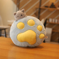 HKM-976659 Plush Cat Paw Pillow with Blanket – Cozy Stuffed Animal Quilt for Home Sofa Decor