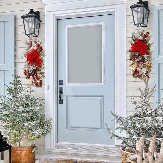 HKM-976851 Christmas Door Curtain with Glowing Upside Down Trees in Multiple Colors