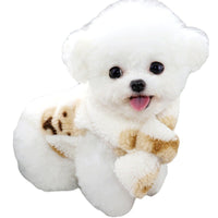 HKM-976851 Cotton Small Dog Scarf Clothes in Gray-Brown and Creamy White, Sizes XS to XL