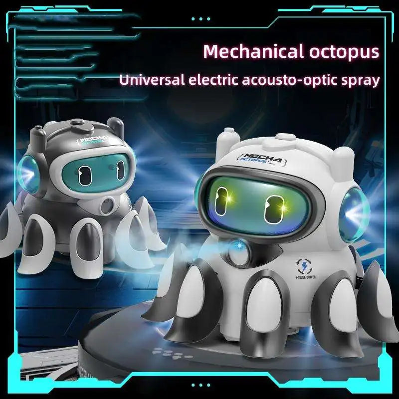 HKM-977235 Electric Crawling Octopus Toy with Music and Light - Mechanical Obstacle Avoidance for Children