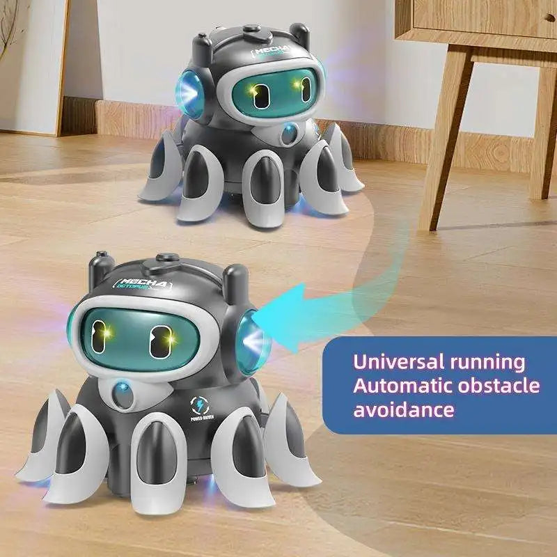 HKM-977235 Electric Crawling Octopus Toy with Music and Light - Mechanical Obstacle Avoidance for Children