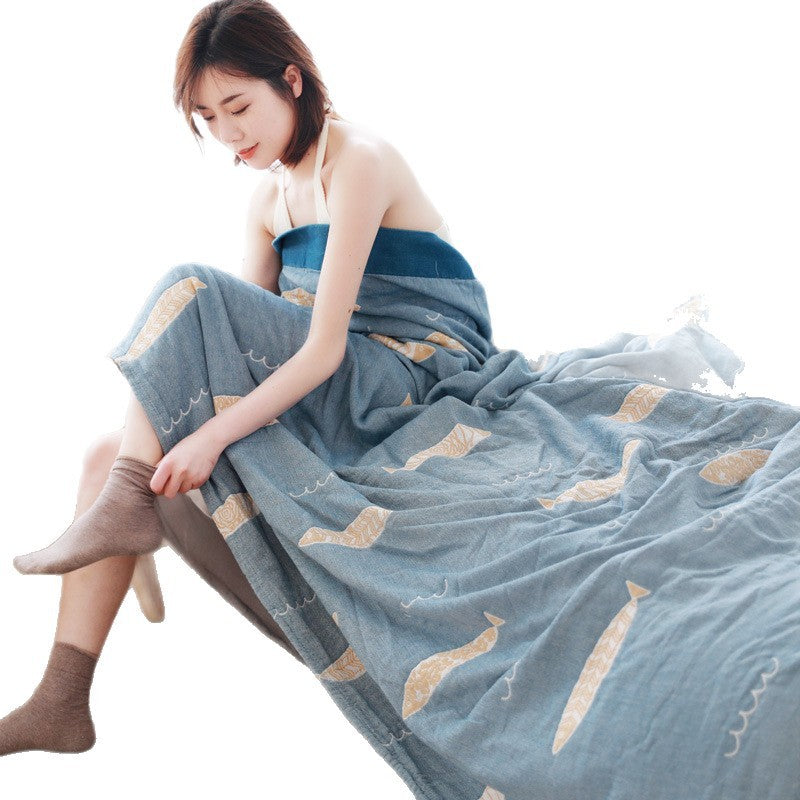 HKM-977235 Thickened Five-Layer Pure Cotton Gauze Blanket for Autumn and Winter, Air Conditioning Sheet in Multiple Sizes
