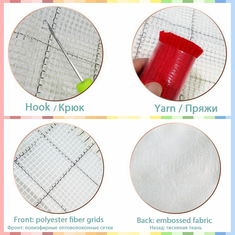 HKM-977235 Wool Three-Dimensional Cartoon Cross Stitch Pillow Cover, 40x40cm, DIY Material Kit