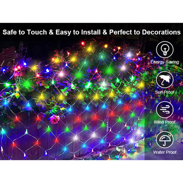 HKM-977363 360 LED Cold White Christmas Net Lights for Indoor and Outdoor Decoration with 8 Lighting Modes, IP44 Waterproof, 3x2 Meter Size